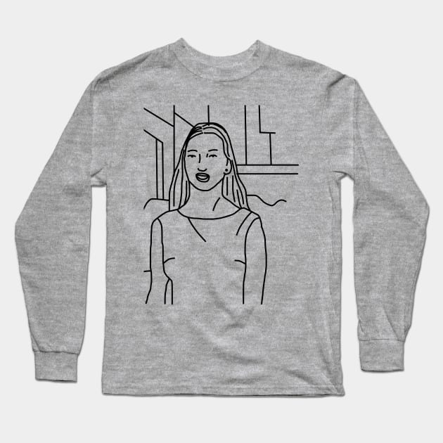 Distracted Boyfriend Meme and his Distraction Outline Long Sleeve T-Shirt by ellenhenryart